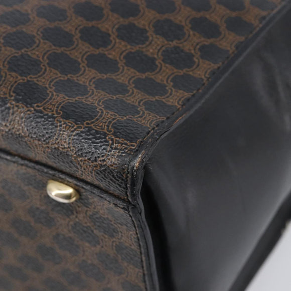 CELINE Macadam Hand Bag PVC Leather Black Gold Tone Auth 201208