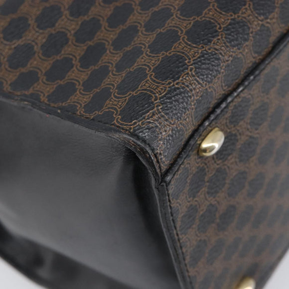 CELINE Macadam Hand Bag PVC Leather Black Gold Tone Auth 201208
