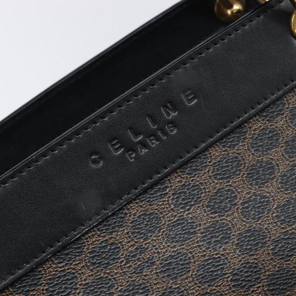 CELINE Macadam Hand Bag PVC Leather Black Gold Tone Auth 201208