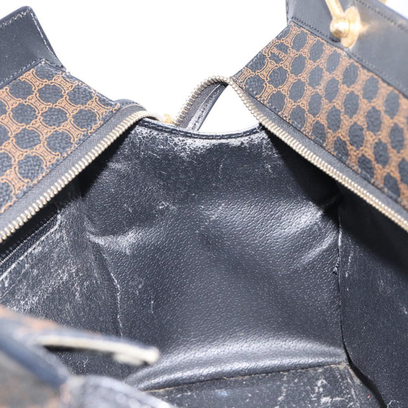 CELINE Macadam Hand Bag PVC Leather Black Gold Tone Auth 201208