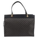 CELINE Macadam Hand Bag PVC Leather Black Gold Tone Auth 201208-3