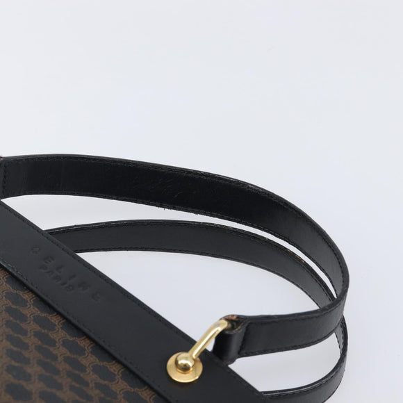 CELINE Macadam Hand Bag PVC Leather Black Gold Tone Auth 201208