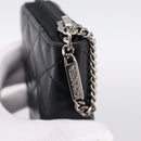 CHANEL Cambon Line Matelasse Long Wallet Leather Black Silver CC Auth 201210A-12