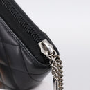 CHANEL Cambon Line Matelasse Long Wallet Leather Black Silver CC Auth 201210A-13