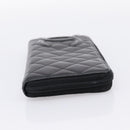 CHANEL Cambon Line Matelasse Long Wallet Leather Black Silver CC Auth 201210A-5