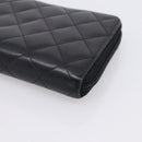 CHANEL Cambon Line Matelasse Long Wallet Leather Black Silver CC Auth 201210A-8