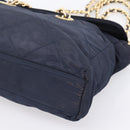PRADA Chain Shoulder Bag Nylon Navy Gold Tone Auth 201216-10