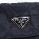 PRADA Chain Shoulder Bag Nylon Navy Gold Tone Auth 201216-14
