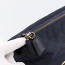 PRADA Chain Shoulder Bag Nylon Navy Gold Tone Auth 201216-16