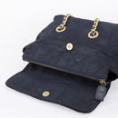 PRADA Chain Shoulder Bag Nylon Navy Gold Tone Auth 201216-17
