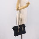 PRADA Chain Shoulder Bag Nylon Navy Gold Tone Auth 201216-25