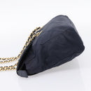 PRADA Chain Shoulder Bag Nylon Navy Gold Tone Auth 201216-4