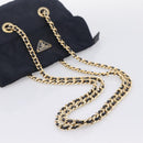 PRADA Chain Shoulder Bag Nylon Navy Gold Tone Auth 201216-7