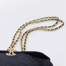 PRADA Chain Shoulder Bag Nylon Navy Gold Tone Auth 201216-8