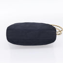 PRADA Chain Shoulder Bag Nylon Navy Gold Tone Auth 201216-9