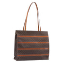 CELINE Macadam Tote Bag PVC Leather Brown Gold Tone Auth 201219-1