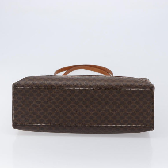 CELINE Macadam Tote Bag PVC Leather Brown Gold Tone Auth 201219