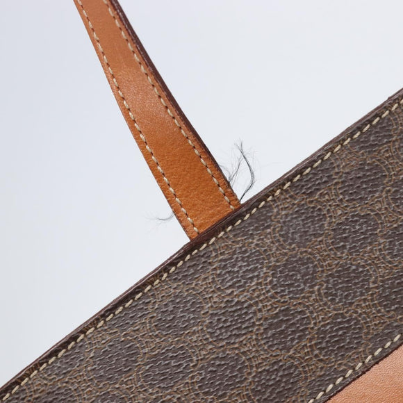 CELINE Macadam Tote Bag PVC Leather Brown Gold Tone Auth 201219