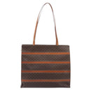 CELINE Macadam Tote Bag PVC Leather Brown Gold Tone Auth 201219-2
