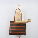 CELINE Macadam Tote Bag PVC Leather Brown Gold Tone Auth 201219-24