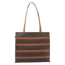 CELINE Macadam Tote Bag PVC Leather Brown Gold Tone Auth 201219-3