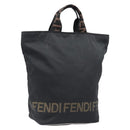 FENDI Hand Bag Canvas Black Silver Auth 201220-1