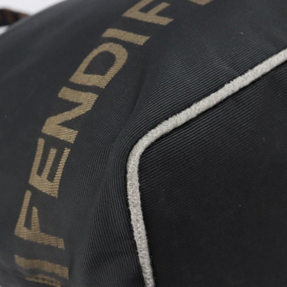 FENDI Hand Bag Canvas Black Silver Auth 201220