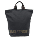 FENDI Hand Bag Canvas Black Silver Auth 201220-2