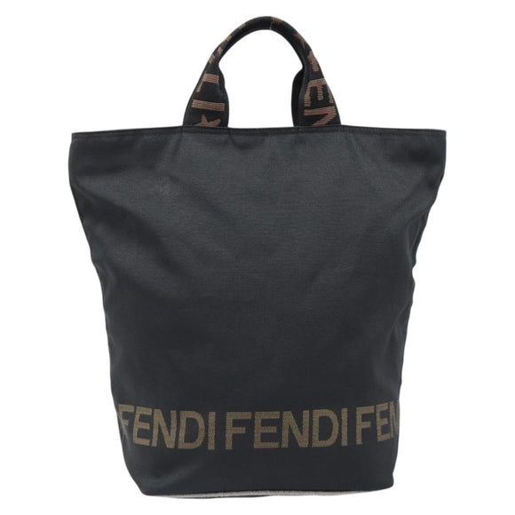 FENDI Hand Bag Canvas Black Silver Auth 201220