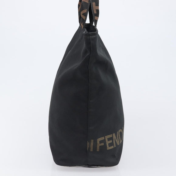 FENDI Hand Bag Canvas Black Silver Auth 201220