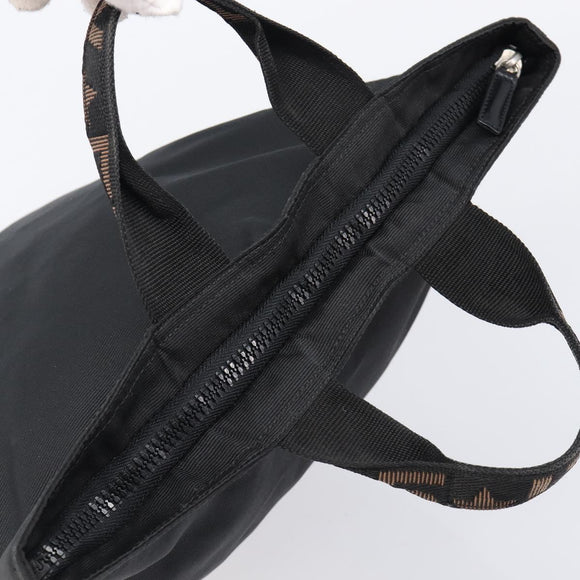 FENDI Hand Bag Canvas Black Silver Auth 201220