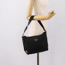 PRADA Shoulder Bag Nylon Black Silver Auth 201223A-24