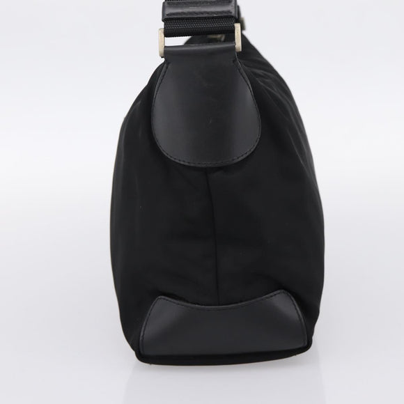 PRADA Shoulder Bag Nylon Black Silver Auth 201223A