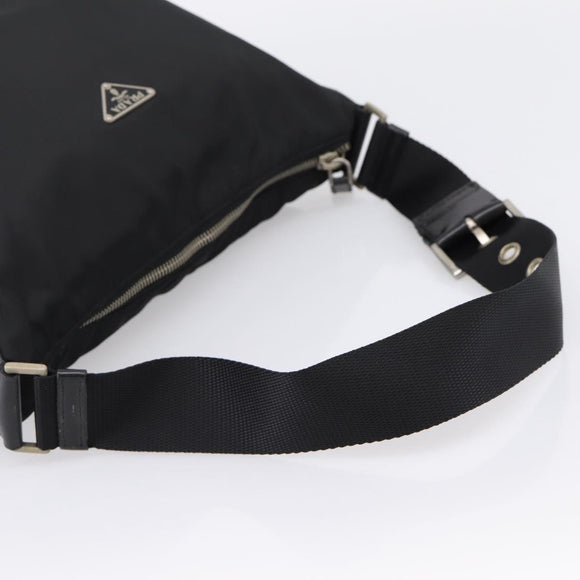 PRADA Shoulder Bag Nylon Black Silver Auth 201223A
