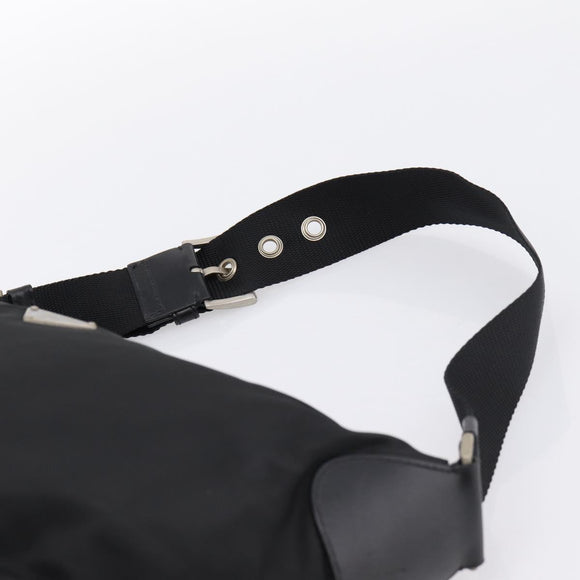 PRADA Shoulder Bag Nylon Black Silver Auth 201223A