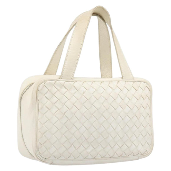BOTTEGA VENETA INTRECCIATO Hand Bag Leather White Gold Tone 147740 Auth 201228