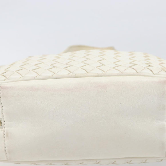 BOTTEGA VENETA INTRECCIATO Hand Bag Leather White Gold Tone 147740 Auth 201228