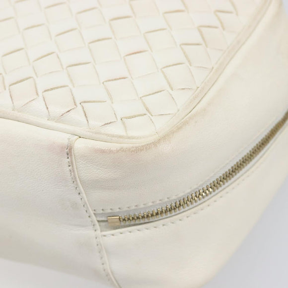 BOTTEGA VENETA INTRECCIATO Hand Bag Leather White Gold Tone 147740 Auth 201228