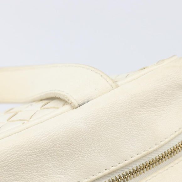 BOTTEGA VENETA INTRECCIATO Hand Bag Leather White Gold Tone 147740 Auth 201228