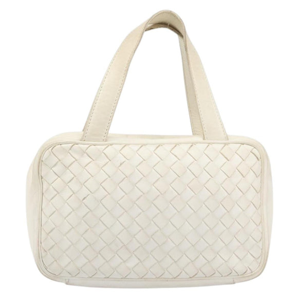 BOTTEGA VENETA INTRECCIATO Hand Bag Leather White Gold Tone 147740 Auth 201228