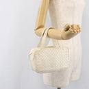 BOTTEGA VENETA INTRECCIATO Hand Bag Leather White Gold Tone 147740 Auth 201228-24