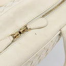 BOTTEGA VENETA INTRECCIATO Hand Bag Leather White Gold Tone 147740 Auth 201228-9