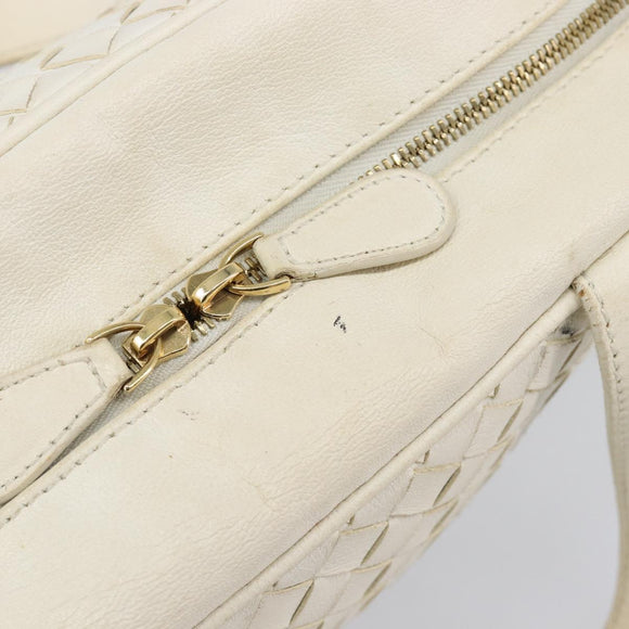 BOTTEGA VENETA INTRECCIATO Hand Bag Leather White Gold Tone 147740 Auth 201228