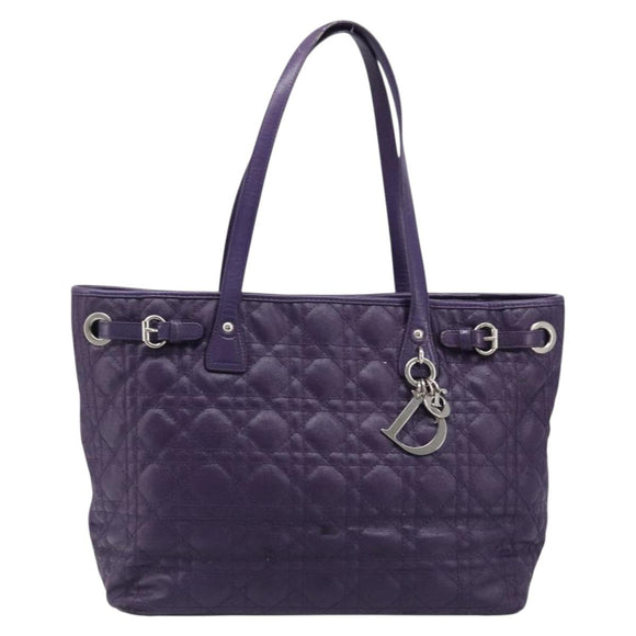 Christian Dior Canage Tote Bag Canvas Purple Silver Auth 201229