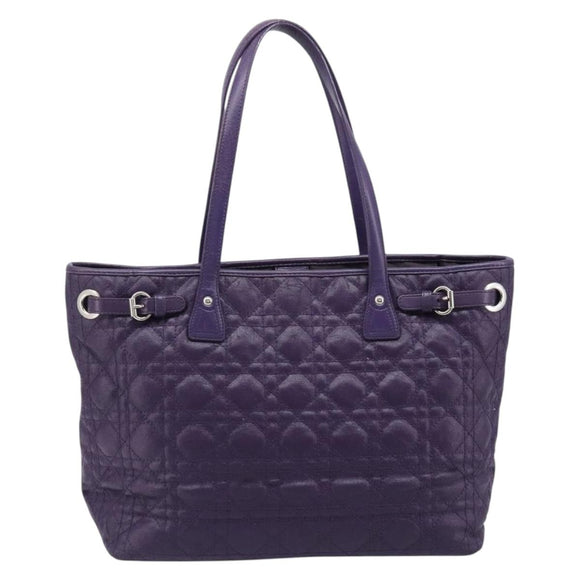 Christian Dior Canage Tote Bag Canvas Purple Silver Auth 201229