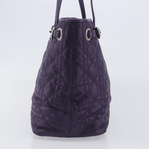 Christian Dior Canage Tote Bag Canvas Purple Silver Auth 201229