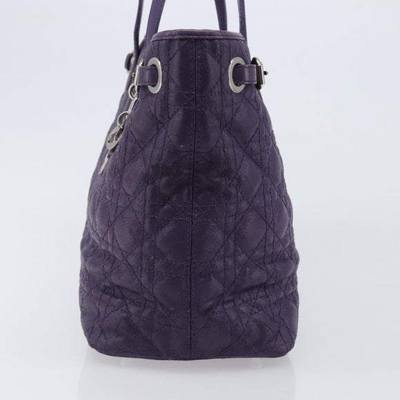 Christian Dior Canage Tote Bag Canvas Purple Silver Auth 201229