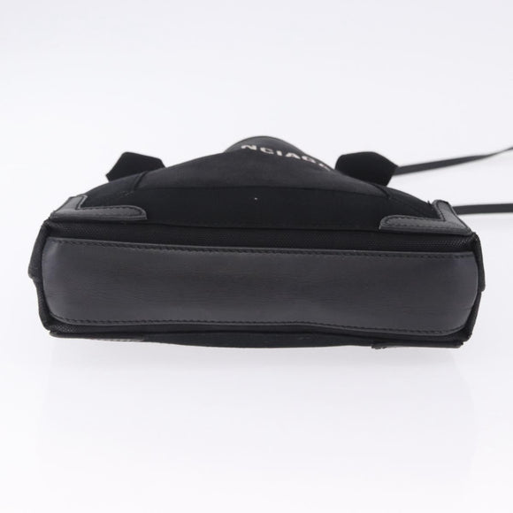 BALENCIAGA Navy Cabas XS Hand Bag Canvas Black Silver 390346 Auth 201237A
