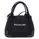 BALENCIAGA Navy Cabas XS Hand Bag Canvas Black Silver 390346 Auth 201237A-2