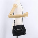 BALENCIAGA Navy Cabas XS Hand Bag Canvas Black Silver 390346 Auth 201237A-23